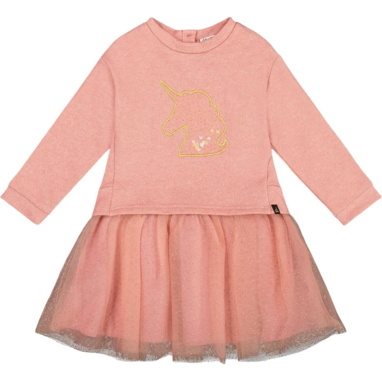 Heart Bi-Material Dress with Mesh Skirt - Big Girl
