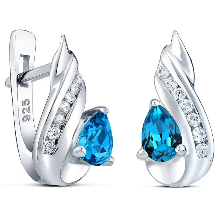 Silver Earrings With Synthetic Topaz Cornelia Qre04Te