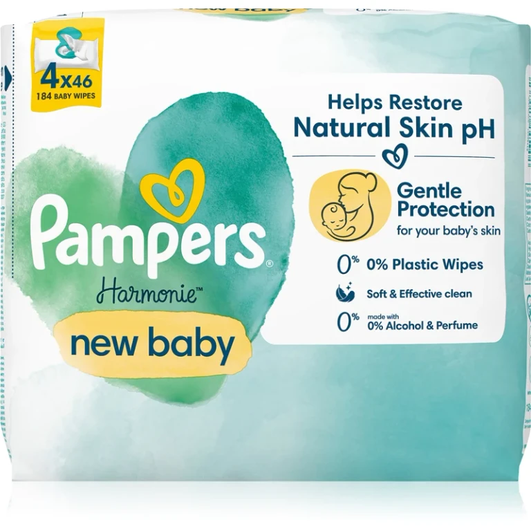 Harmonie New Baby Wet Cleansing Wipes for Children 4x46 Pieces