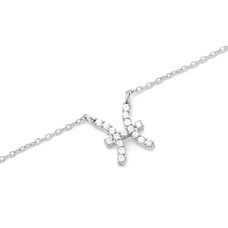 Steel Necklace with Crystal Zodiac Fish Dw00400954