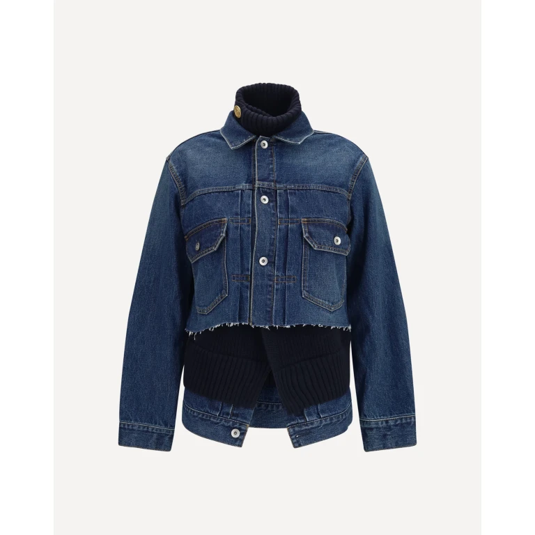 Denim Jacket with wool knit layer Female 3