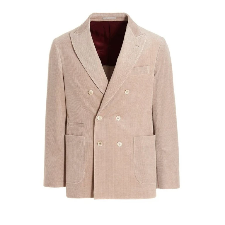 Sand Double-Breasted Corduroy Blazer