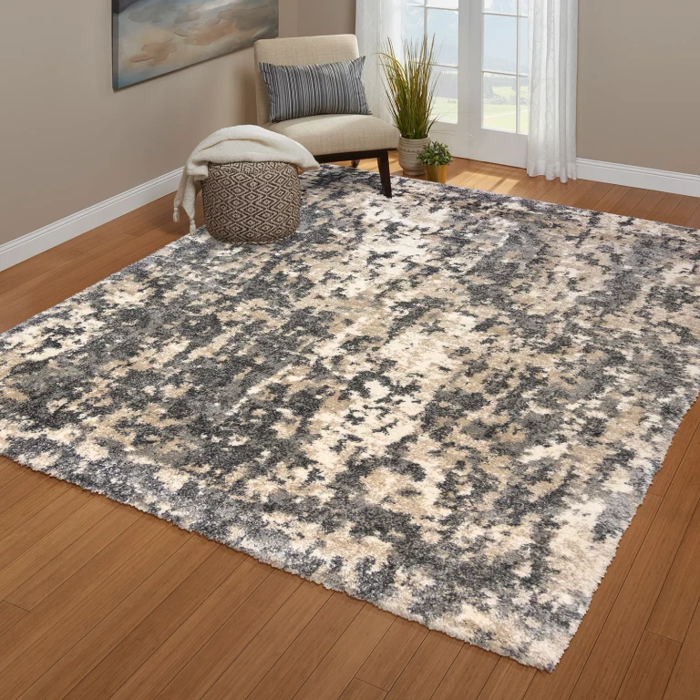 Lenox Shag Rug, 5'3x7'6', Bryce Beige/Gray:- 5x7