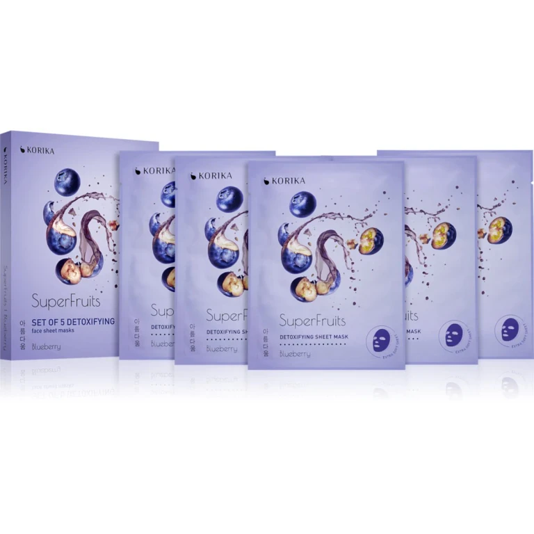 SuperFruits Blueberry - Set of 5 Detoxifying Sheet Face Masks with Detox Effect