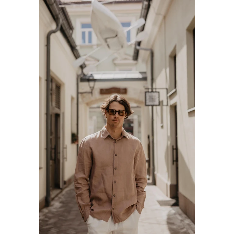 Classic linen shirt HECTOR XL Rosy Brown