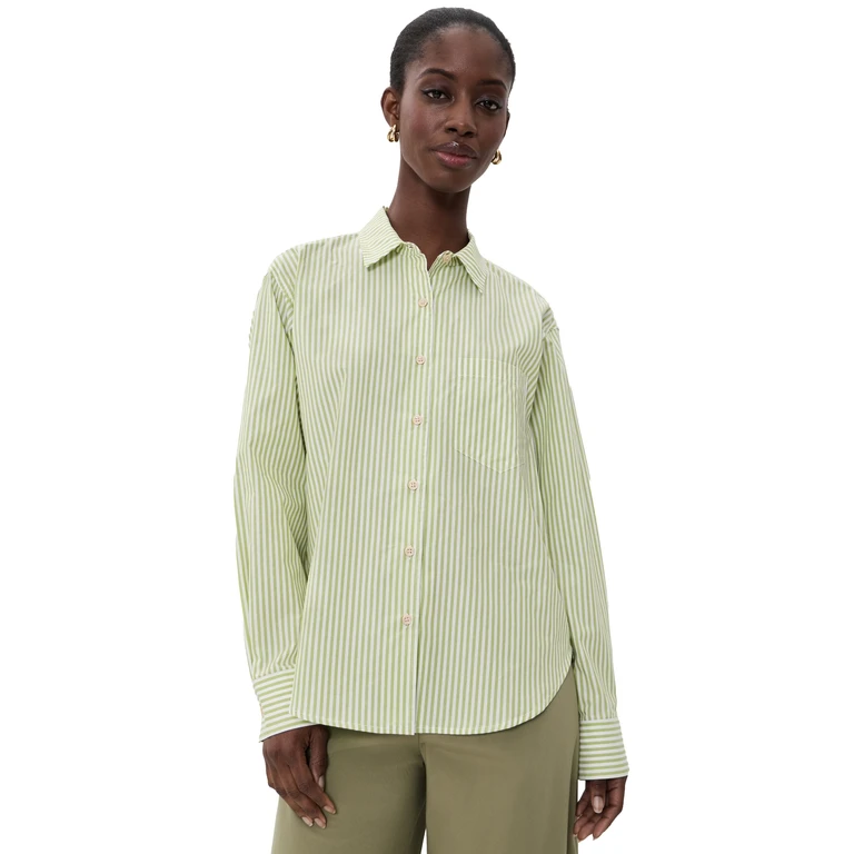The Weekend Button Down Shirt Lime Stripe P