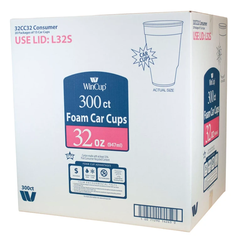 Foam Drink Cups, White - 32 oz., 300 ct.:- 32 oz. Car Cup