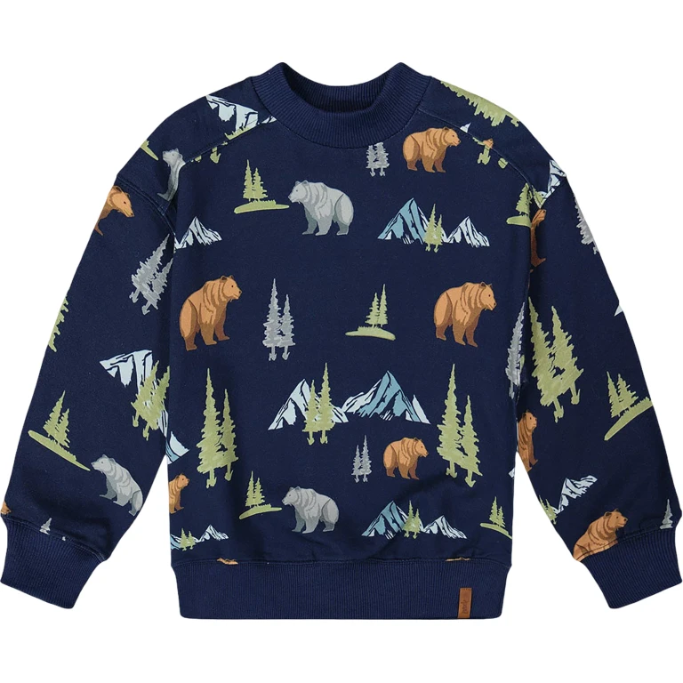 Navy Animal Print Pullover Fleece Sweatshirt - Big Boy