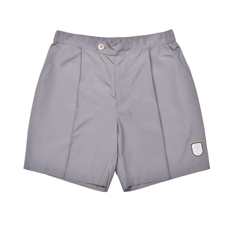 Gray Tailored Shorts With Logo Patch