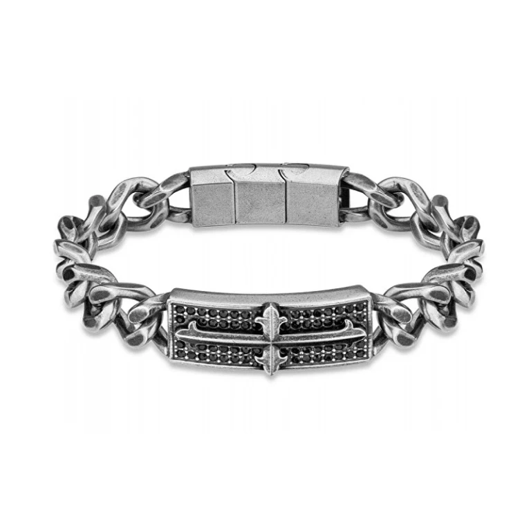 Solid Steel Bracelet With Crystals Peagb2120404 - Length: 19 Cm