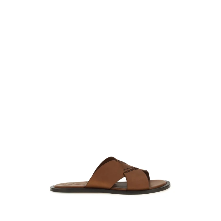 Slide Sandals Flex Tan Leather