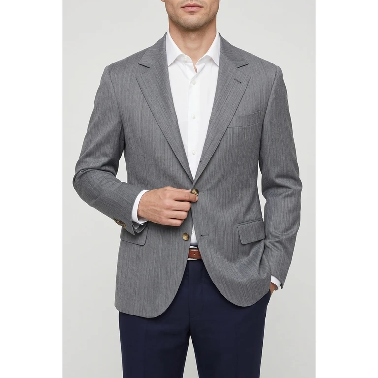 Grey Wool Tailored Blazer