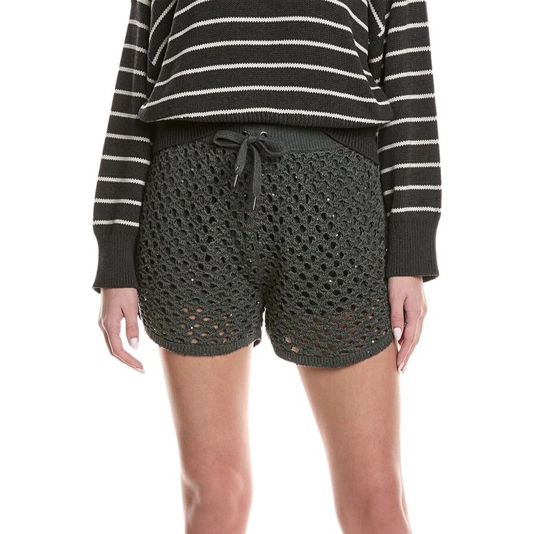 Charcoal Crochet Knit Shorts