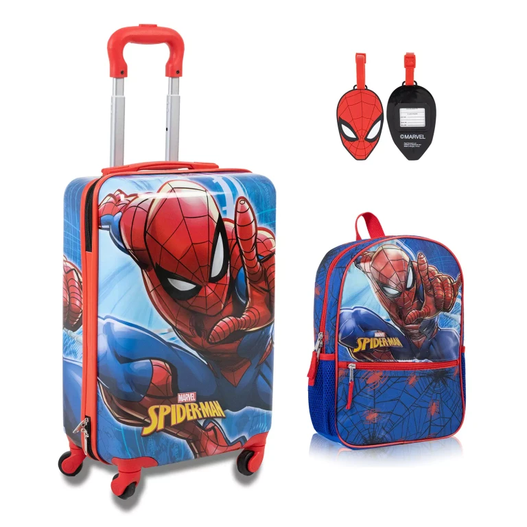 Spiderman 3PC Luggage & Backpack Set With Luggage Tag:- Spiderman