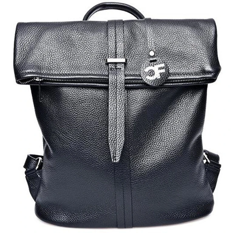Black Leather Women's Backpack