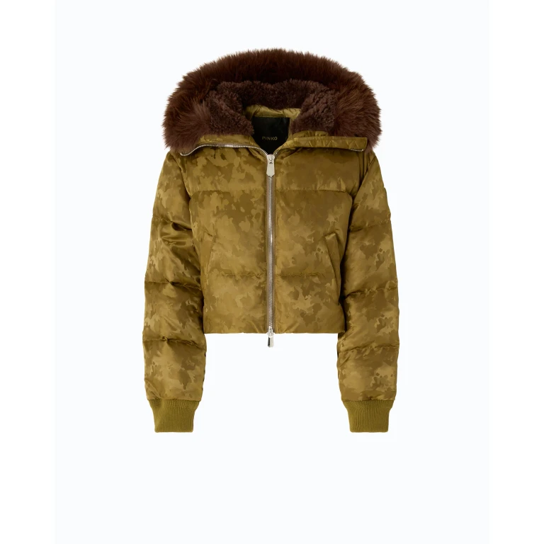 Doudoune courte en satin technique ร motif camouflage - 44