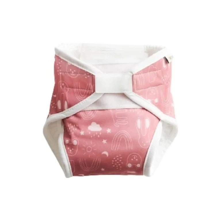 All-In-One Cloth Diaper for Newborns, Rusty Pink Teddy