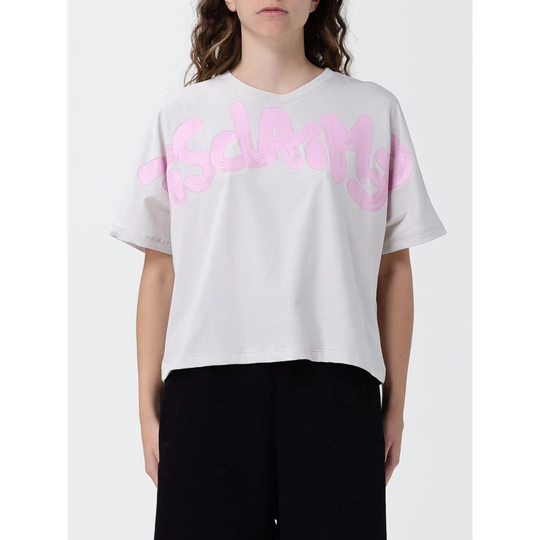 Relaxed Fit Cotton T-Shirt with Printed Logo and Crew Neck (55554GHIACCIO/ST.ROSAP)