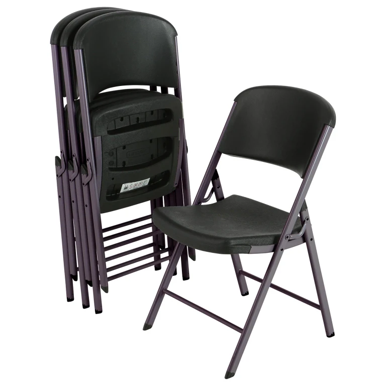 Commercial Folding Chair, Black on Gray Frame (4 pk.):- Black on Grey
