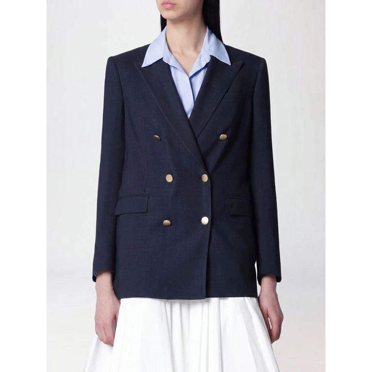 Double-Breasted Viscose Blend Blazer with Metallic Buttons (JJASMINE10B340159EB812)