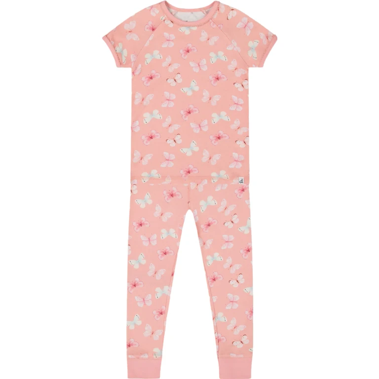 Two Piece Short Sleeve Top and Pant Pajama Set - Little Girl