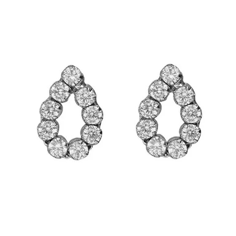 Elegant Silver Earrings with Light Teardrop Crystals A5533-07Ht
