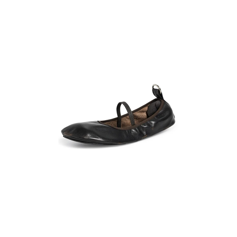 Naira Leather Ballet Flats Vintage Effect Brown 40