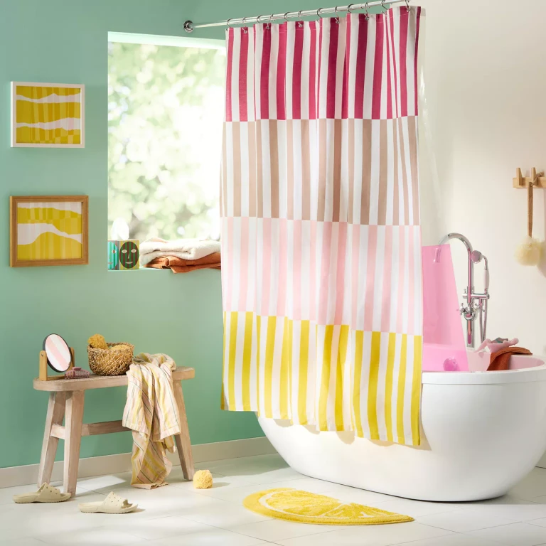 TOWN & COUNTRY EVERYDAY Sophia Textured Solid Cotton-Rich Breathable Fabric Shower Curtain with Reinforced Buttonhole