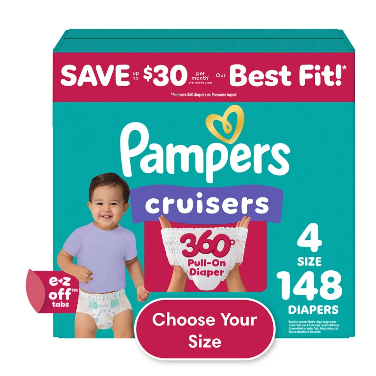 Cruisers 360 Diapers, Size 4 - 148 ct. (22-37 lb.):- Size 4, 148 ct., 22-37 lbs.