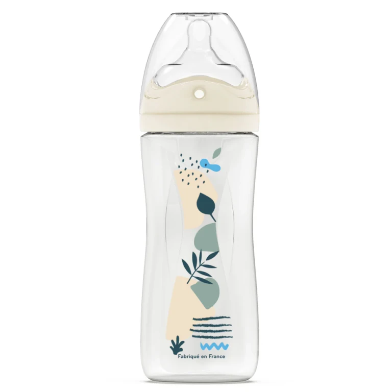 Bottle with multi-perforated anti-colic teat - +6 months - 3 servings - "Nature Bleu" 330ml