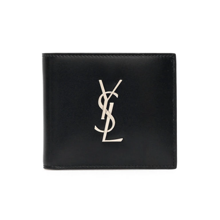 Leather bi-fold wallet with monogram Man One Size