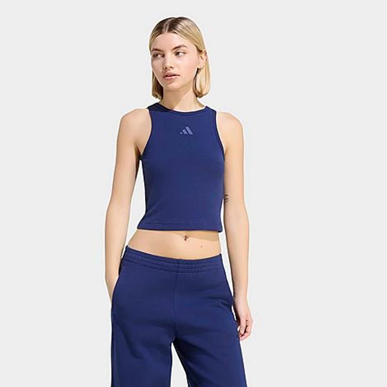 Women's Sportswear Kit Small Logo Rib Tank Top in Dark Blue Size: XXS