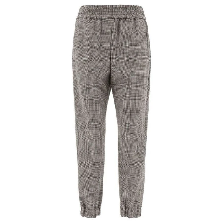 Women'S Cream Black Brown Check Trousers