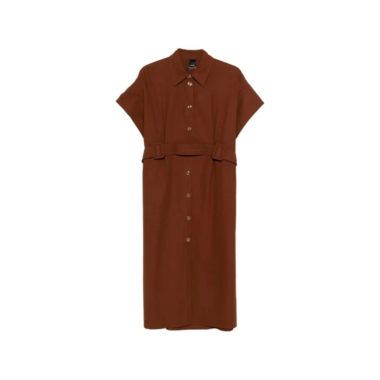 Gürtel-Midi-Hemdblusenkleid