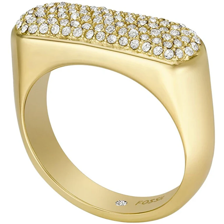 Elegante Vintage Twist Gold-Plated Ring with Crystals Jf04585710 - Size: 49 Mm