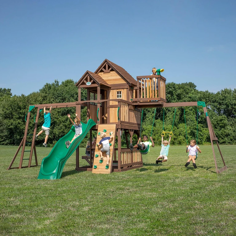 Skyfort II with Wave Slide Cedar Swing Set/PlaySet - DIY:- Do it Yourself