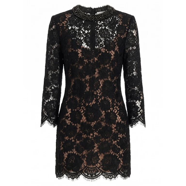 Self-Portrait Lace Long Sleeve Mini Dress