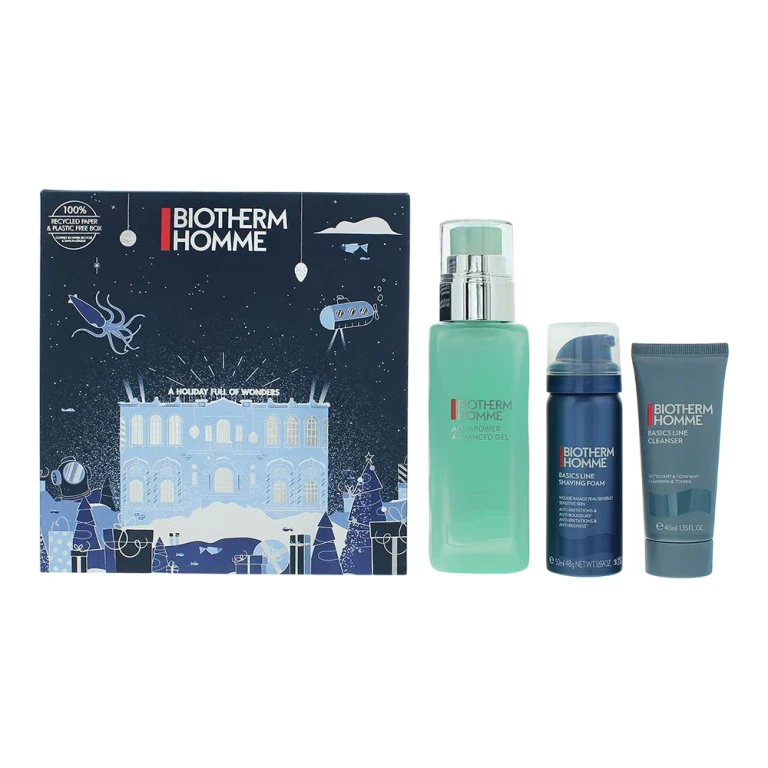 Set Biotherm: Aquapower Moisturizing Face Gel 75 ml + Homme Purifying Face Cleanser Gel 40 ml + Homme Shaving Foam 50 ml