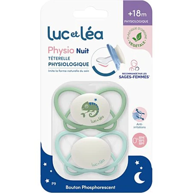 Light Lea Physiological Silicone Pacifiers Without Rings Night 18 Months and Over x2