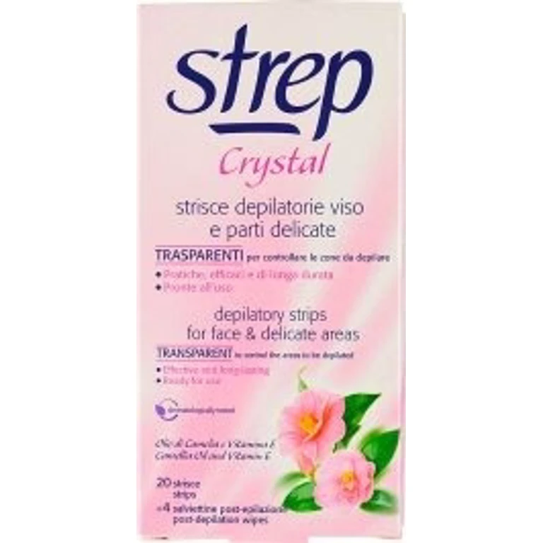 Crystal Depilatory Strips Face and Delicate Parts 20 Strips + 3 Post-Epilation Wipes