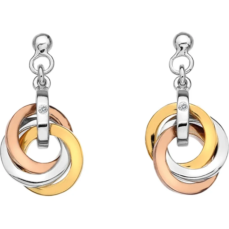 Trio Rose Gold Silver Earrings De389