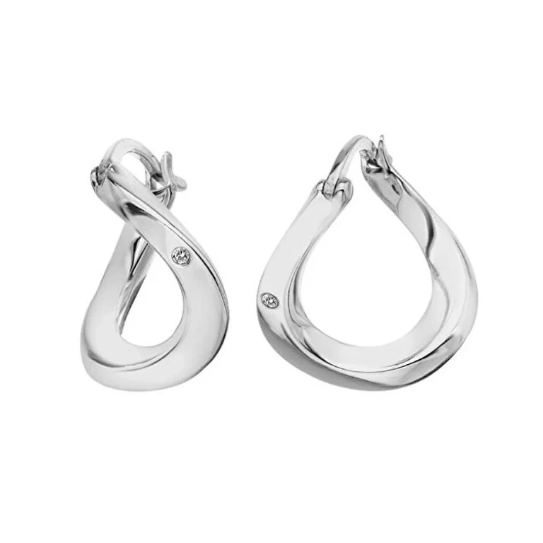Original Silver Earrings With Diamonds Huggies De792