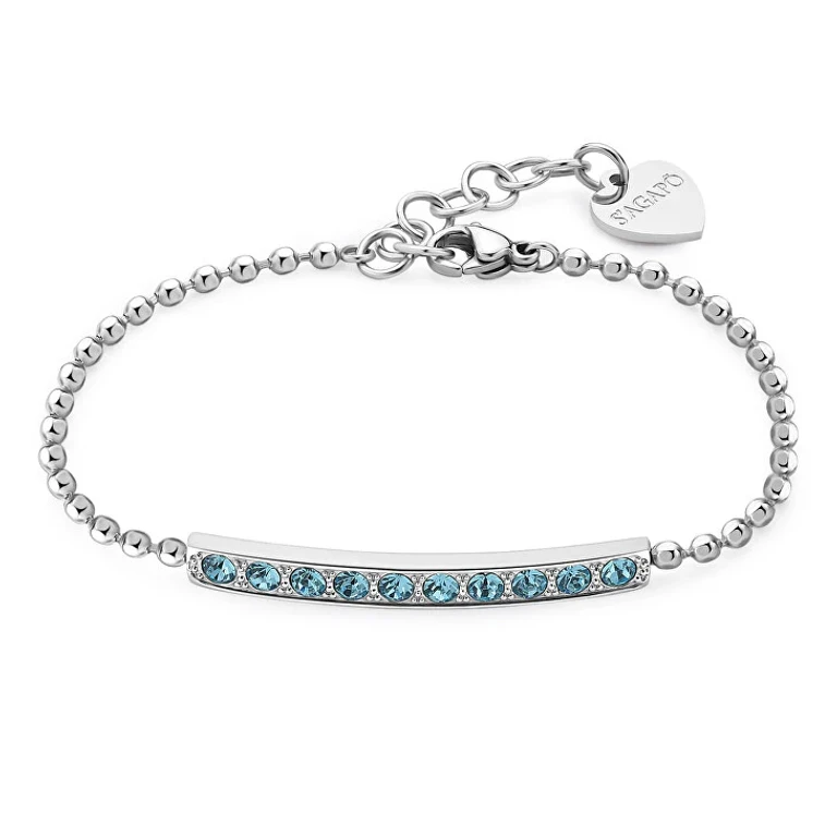 Dazzling Steel Bracelet with Crystal Azzurro Clear Dazzly Sdz15