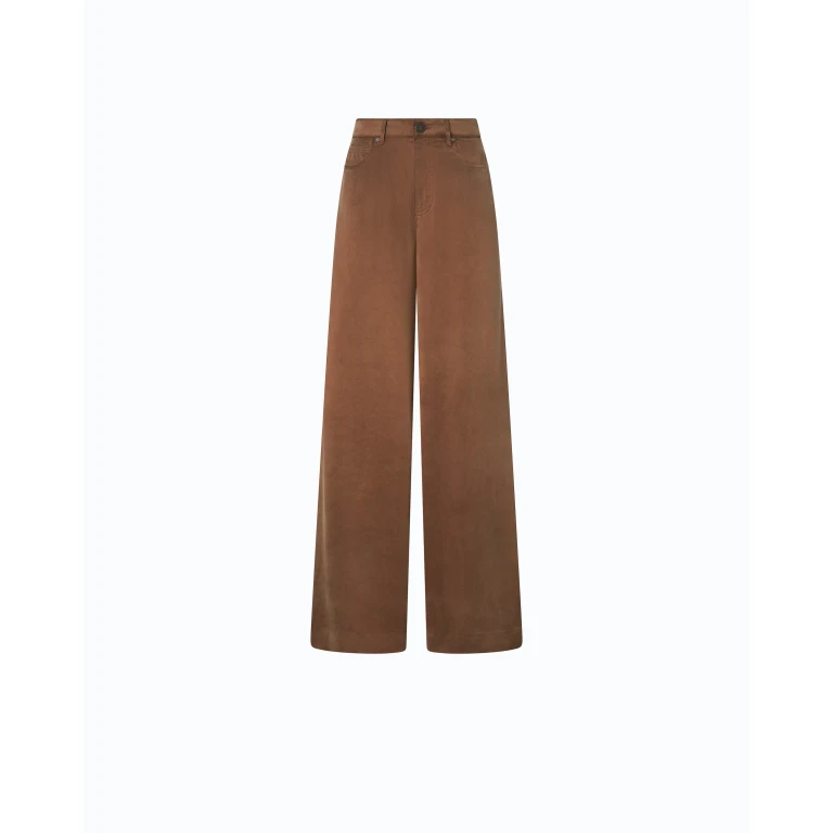 Pantalon palazzo en sergé peau de pêche - 36