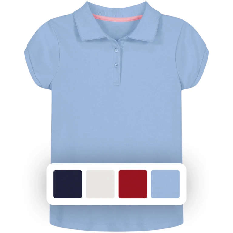 Girls Uniform Polo Light Blue 12/14:- Light Blue, 12/14