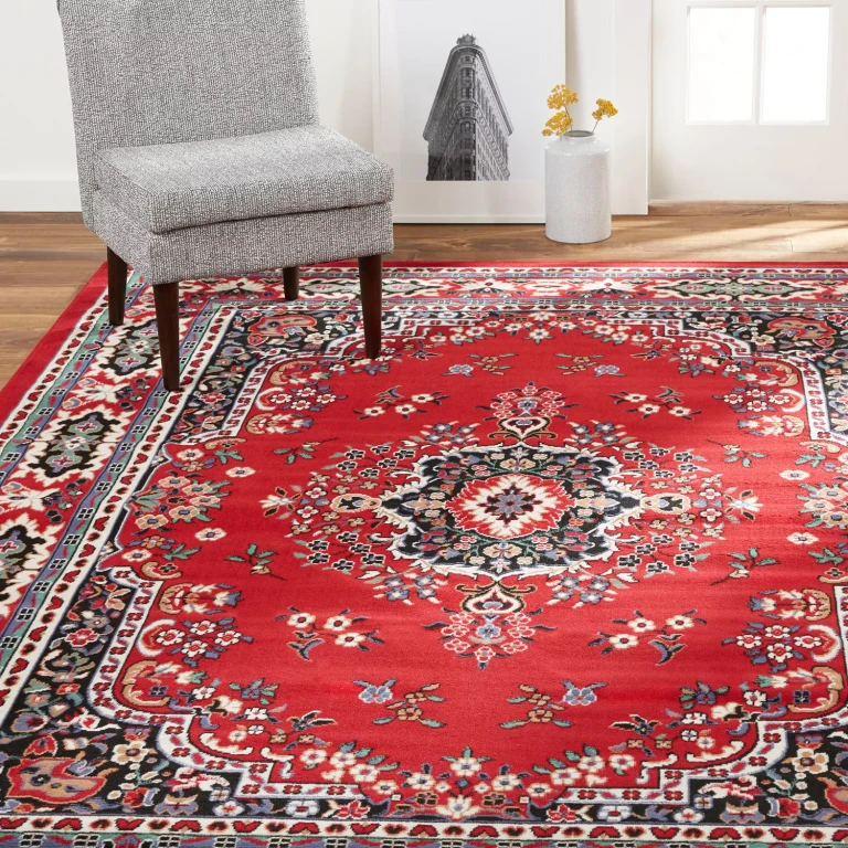 Area Rug, Assorted Designs & Sizes:- 8'x10', Red/Black