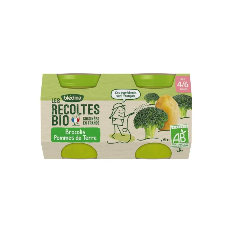 Blédina ORGANIC Harvest From 4/6 months - Small Pots Vegetables - Broccoli Potatoes 2x130g