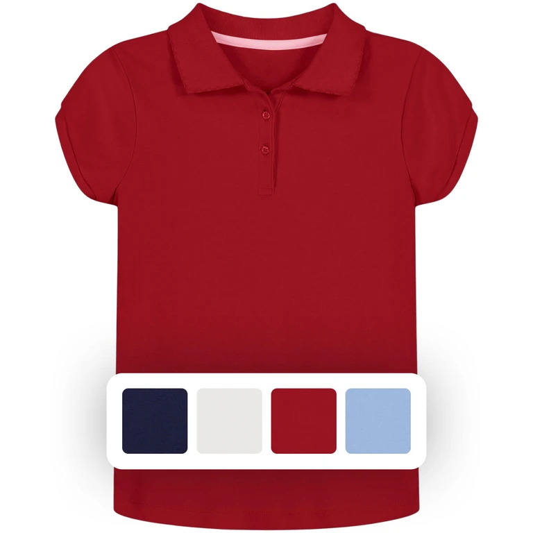 Girls Uniform Polo Red 12/14:- Red, 12/14