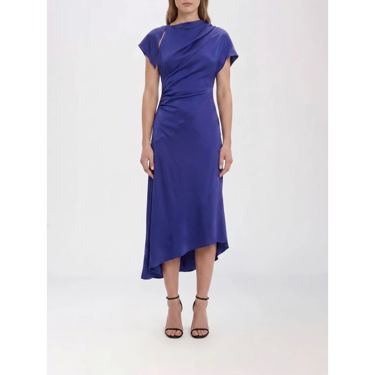 Asymmetric Slim Fit Midi Dress with Short Sleeves (1226WDR007294B9804)