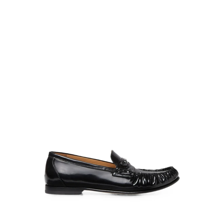 Scrunch Ruched Leather Loafers